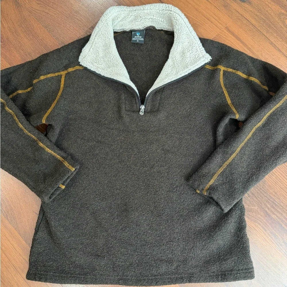 Kuhl Alfpaca Fleece Quarter Zip Pullover Sweater Jacket Womens Size M Brown - Picture 1 of 7